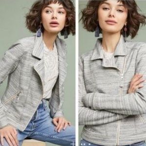 By Anthropologie grey and white zip Moto jacket